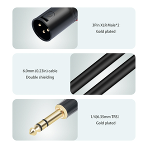 1/4 Trs Stereo Để Dual XLR Nam Adapter <span class=keywords><strong>2</strong></span> Trong 1 6.35Mm Để XLR Splitter <span class=keywords><strong>Cable</strong></span> Cho Mixer Kết Nối Cáp 1M 2M 3M - Product Image 4