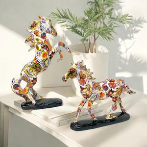 New Epoxy <b>Resin</b> Sculpted Folk Art Prancing Horse Ornament Home Desktop Office Successful Decoration Housewarming Opening - Product Image 3