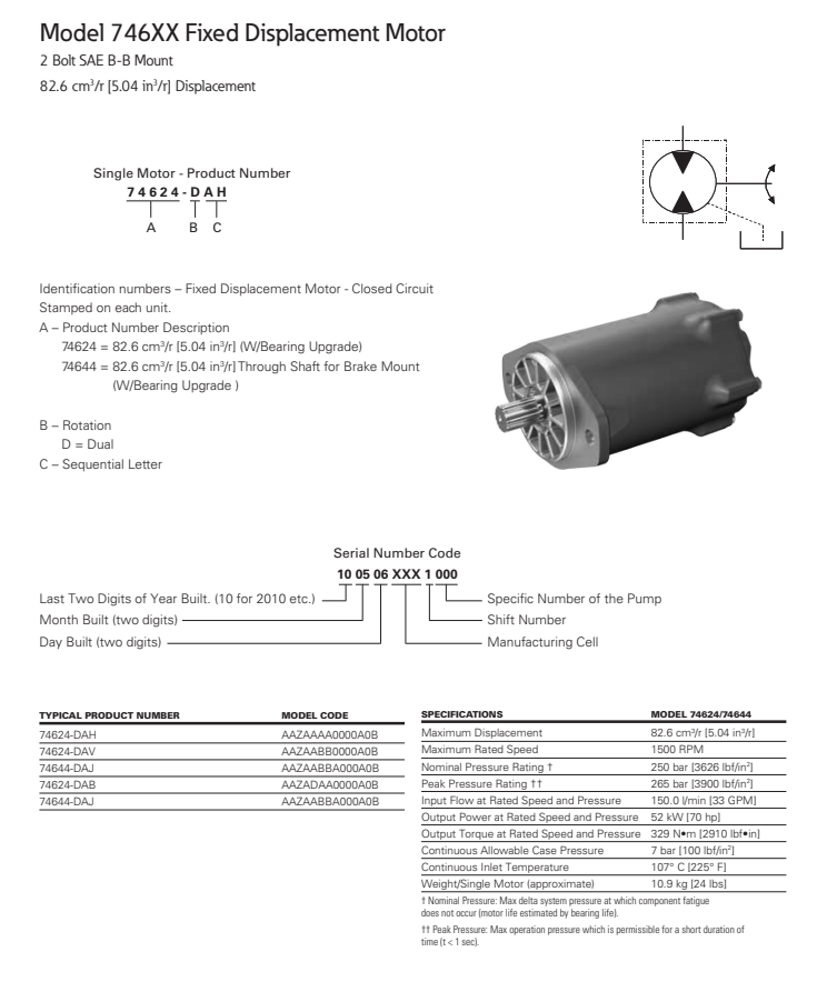 Eaton 746XX Fixed Displacement Motor - Medium Duty Piston Motor