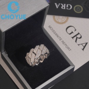 Hot Sale Lab Diamond Cuban <b>Ring</b> <b>Iced</b> Out Solid Sterling Silver 925 Gold Plated Lad Grown Diamond <b>Ring</b> Hip Hop Jewelry - Product Image 6