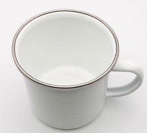 Venta al por Mayor de Tazas de Café Esmaltadas Vintage de Acero para Camping, 11oz 12oz 350ml, Sublimables, con Borde de Acero Inoxidable - Product Image 3