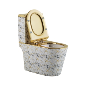 Inodoro de Cerámica de Diseño Moderno y Lujoso para Baño, con Ahorro de Agua de 4.5 <span class=keywords><strong>L</strong></span>, Descarga Tornado, Color Dorado, de Una Pieza - Product Image 3