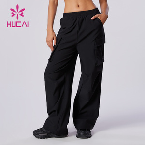 Hucai ขากว้างผ้าไนลอนสแปนเด็กซ์กันลมสำหรับผู้หญิงกาง<span class=keywords><strong>เก</strong></span>งปีนเขาทรงหลวมโลโก้ออกแบบได้ตามต้องการ - Product Image 1