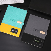 Carnet de notes mobile avec lumières LED LOGO personnalisé chargeur sans fil Bloc-notes A5 banque de charge cahier à feuilles mobiles