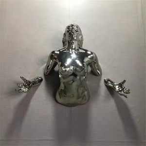 Tùy Chỉnh Thép Không Gỉ Nữ Điêu Khắc Cho Trong Nhà Thanh Trang Trí Nội Thất Trừu Tượng 3D Tường Nghệ Thuật Con Người Kim Loại Bức Tượng - Product Image 1