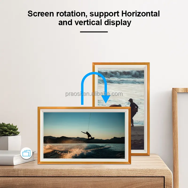 Voors 32 Inch Wifi Houten Digitale Fotolijst Foto 'S Van Overal Touchscreen Display Moeiteloos Een Minuut Wolk Fotolijst