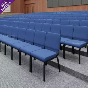 Chaises d'église modernes et économiques à vendre – Chaises empilables en tissu bleu pour fêtes, banquets, mariages, événements, cérémonies et auditoriums - Product Image 1