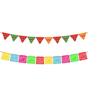 Украшения pafu для мексиканской вечеринки, день мертвецов, Радужный красочный флаг, флажки, флажки мексиканской вечеринки, баннеры