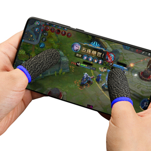 Zilveren vezel mobiele vingerhoesjes touchscreen game controller zweetbestendige handschoenen telefoon gaming - Product Image 3