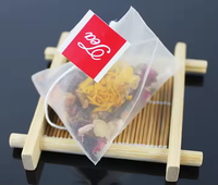 Sachets de thé pyramidaux en nylon thermosoudés en gros pour usine, sachets de thé triangulaires vides avec ficelle et étiquette personnalisée