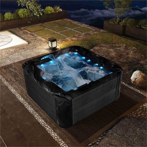Jacuzzi Grande de Lujo para Exteriores, Hidromasaje Independiente para 4 Personas con Cubiertas y Escaleras - Product Image 1