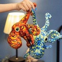 Peluche pieuvre réaliste à anneaux bleus, tentacules pliables, animal marin en peluche, cadeau en gros