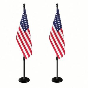 Juego de Soportes para Banderas de Oficina en Oro y Plata, Soporte de Piso de Acero Inoxidable con Técnicas de Impresión Digital, Asta y Bandera para Oficina - Product Image 1