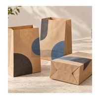 Sacs en papier kraft personnalisés imprimés SOS sans poignées, à fond carré ouvert, pour boulangerie, vente au détail, stock, emballage B2B