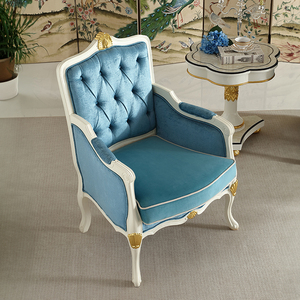 <span class=keywords><strong>Fauteuil</strong></span> en tissu <span class=keywords><strong>velours</strong></span> <span class=keywords><strong>bleu</strong></span> <span class=keywords><strong>de</strong></span> style classique <span class=keywords><strong>de</strong></span> luxe pour salon, design vintage fantaisie, chaise en bois vintage italienne - Product Image 3