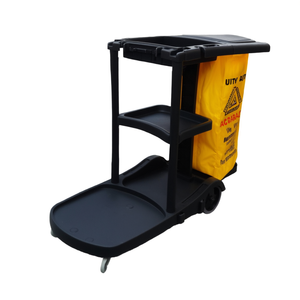 Carrello Multiuso Nero per Pulizie con Borsa Gialla per Uso Professionale - Product Image 2