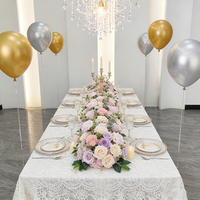 Vente en gros de chemins de table et décorations d'allée de mariage en fleurs artificielles en soie rose et violette de haute qualité