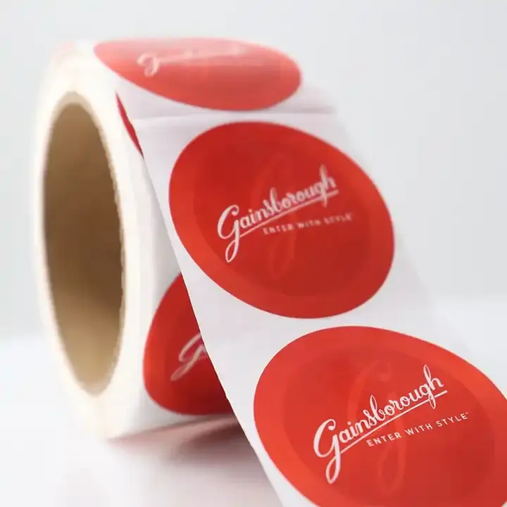Adesivi per etichette rotondi con stampa adesiva personalizzata, rotolo adesivo in vinile impermeabile a cerchio con etichetta privata.