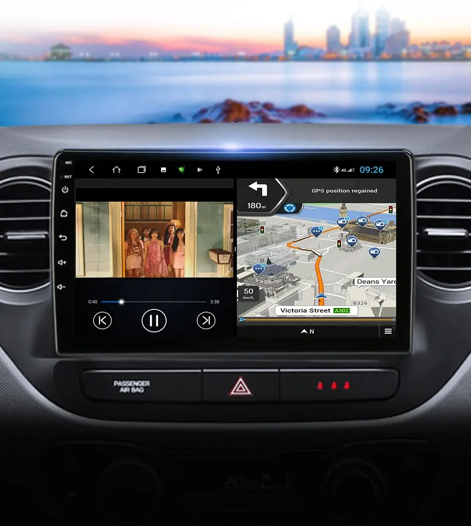 Autoradio Android, écran tactile 9 ", Navigation GPS, mirrorlink, lecteur DVD, WIFI, stéréo, pour voiture Hyundai I10 (2013 à 2017)