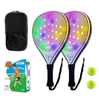 Raquette de tennis légère, résistante aux chutes, lumineuse, rechargeable, LED, double raquette, en plastique ABS, pour l'entraînement familial et parent-enfant