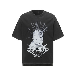 Camiseta de Verano Personalizada, Estilo Hip-Hop Urbano, Corte Regular, Estampado Punk Oscuro, 100% Algodón Transpirable, Manga Corta para Hombre - Product Image 4
