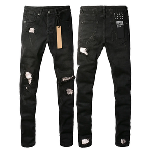 العلامة التجارية الجديدة الرجال مستقيم المتعثرة الجينز الجملة القطن الجينز زر جيوب خمر الشارع الشهير نمط الجينز - Product Image 4