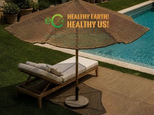 Sombrilla de patio para exteriores de tamaño personalizado al por mayor, parasol de fibra de coco natural, parasol de coco tejido a mano - Product Image 1