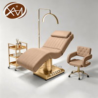Table de massage électrique de luxe beige à 3/4 moteurs pour salon de beauté, lit de tatouage, lit facial, lit esthétique incurvé pour cils, lit de beauté