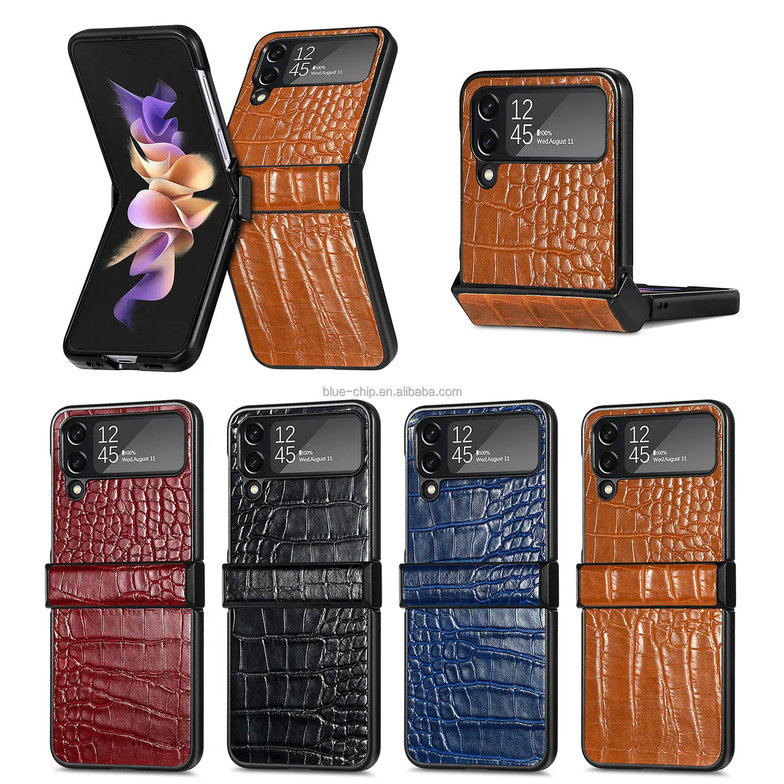 Faltschalen aus Kunstleder Luxus-Western-Piele voller Marke meistverkaufte Handyhüllen ohne Fototasche für Samsung Z Flip 3