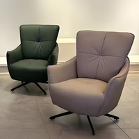 Fauteuil d'appoint pivotant moderne en cuir PU capitonné avec base en métal pour salon