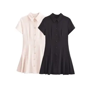 TAOP&ZA Summer New 2024 Simple Celebrity Western Style Women's Clothing Versatile Slim Shirt Style Mini Dress 2674620