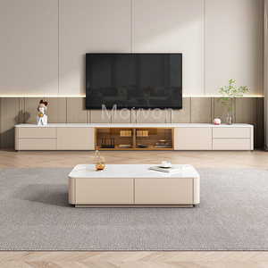 Porta <span class=keywords><strong>TV</strong></span> Moderno in Pietra e Vetro Mobile da Terra di Lusso per Piccoli Appartamenti <span class=keywords><strong>Design</strong></span> Minimalista per Arredamento Soggiorno - Product Image 2