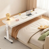 Bureau d'étude simple pour deux utilisateurs, poste de travail mural réglable en hauteur sur roulettes, table de chevet paresseuse pour lit