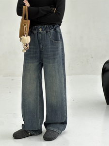 Jeans en denim à la mode pour filles Pantalons décontractés pour enfants pour petites et adolescentes - Product Image 2