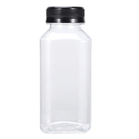 Bouteilles carrées en plastique pour jus, tailles 1oz, 2oz, 6oz, 8oz, 10oz, 12oz, 16oz, avec bouchon à vis, pour le stockage de boissons froides maison