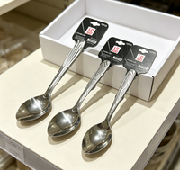 Ensemble de couverts de table en acier inoxydable 410 avec logo personnalisé, finition miroir argentée classique, durable et éco-responsable, pour la maison