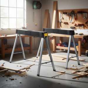 Chevalets pliants en aluminium de 48 pouces avec plateau noir pour usage en atelier - Product Image 3