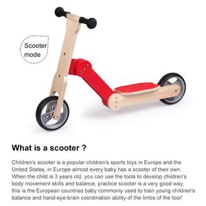 UDEAS Scooter push <span class=keywords><strong>2</strong></span> <span class=keywords><strong>en</strong></span> <span class=keywords><strong>1</strong></span> <span class=keywords><strong>en</strong></span> <span class=keywords><strong>bois</strong></span> pour enfants, bébés et tout-petits, vélo d'équilibre - Product Image 4