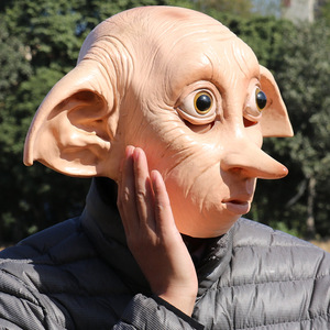 Masque en latex drôle de <span class=keywords><strong>Dobby</strong></span> l'<span class=keywords><strong>elfe</strong></span> aux grandes oreilles et au long nez, pour cosplay de personnage de film, accessoire de costume de fête d'Halloween - Product Image 1