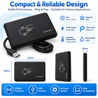 Lecteur de cartes de proximité RFID USB 125KHz, matériau ABS, plug and play, pas de pilote nécessaire, distance de lecture jusqu'à 100 mm, protocole ISO 14443A