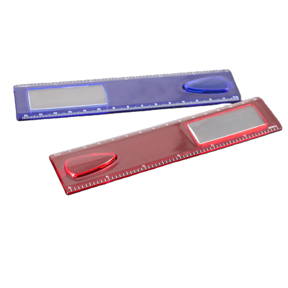 Популярные многофункциональные прозрачные пластиковые прямые линейки PS 15 см 3 в 1 с закладкой и увеличением