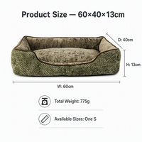 C4P Lit pour animaux de compagnie moderne rectangulaire en velours côtelé, hiver, couleur unie, doux, lavable, imperméable, fond antidérapant, design épaissi, chiens, chats, luxe