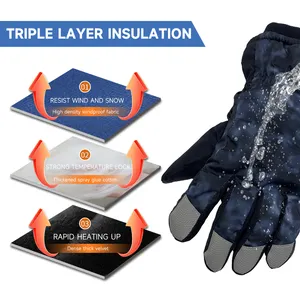 Thermische Wintersneeuw Waterdicht Zwart Polyester Verwarming Handschoen Warme Voeringen Heren Verwarmde Skihandschoenen