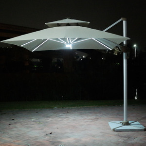 Nouveau design Fabricant chinois Parapluie romain pliable commercial OEM ODM Pare-soleil en aluminium personnalisé <span class=keywords><strong>LED</strong></span> solaire Hôtel Entrepôt - Product Image 1
