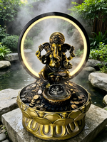 Fontaine d'eau intérieure en résine avec statue de Ganesha, décoration lumineuse LED, élément Feng Shui