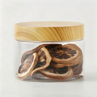 Pot en plastique PET transparent à large ouverture de qualité alimentaire avec couvercle à vis imitation bois pour bonbons et biscuits - Contenant de stockage anti-humidité