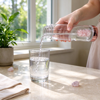 Bouteille d'eau en verre cristal naturel à double paroi avec infuseur, couvercle à vis épaissi pour le voyage