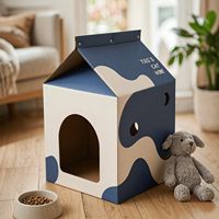 Lit pour chat en forme de carton de lait moderne, fabriqué en papier ondulé, résistant aux rayures, résistant à l'usure et robuste