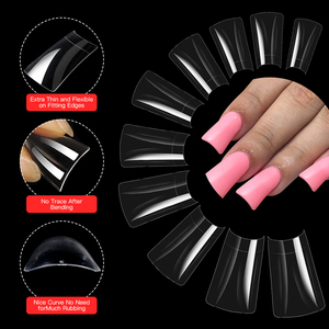 <span class=keywords><strong>Gel</strong></span> suave media cubierta transparente acrílico Natural <span class=keywords><strong>pies</strong></span> de pato puntas de uñas acampanadas puntas de uñas postizas francesas anchas 500 Uds - Product Image 2