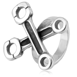 yunnique Men's <b>Titanium</b> Steel <b>Ring</b> Cross Wrench Design Silver Color Geometric Shape Fashion Jewelry Gift Occasion - Product Image 1